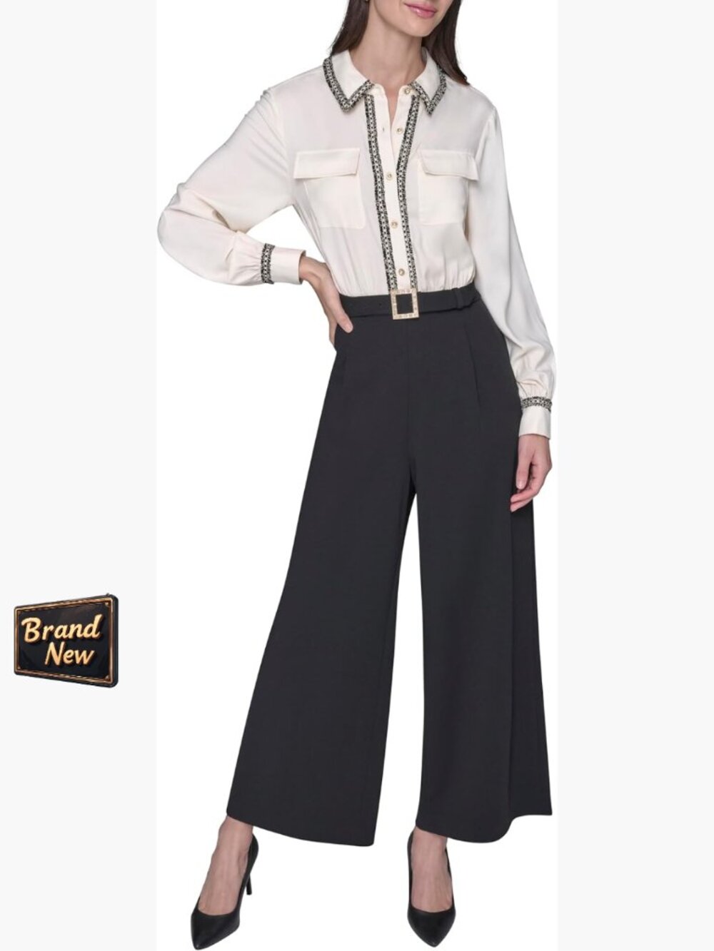 Long Sleeve Scuba Crepe Jumpsuit Size 2 Polyester Professional Fit